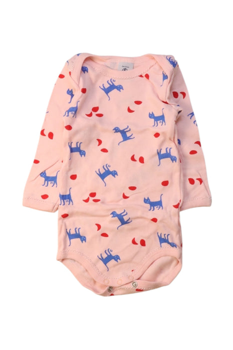 A Pink Long Sleeve Bodysuits from Petit Bateau in size 3-6M for neutral. (Front View)