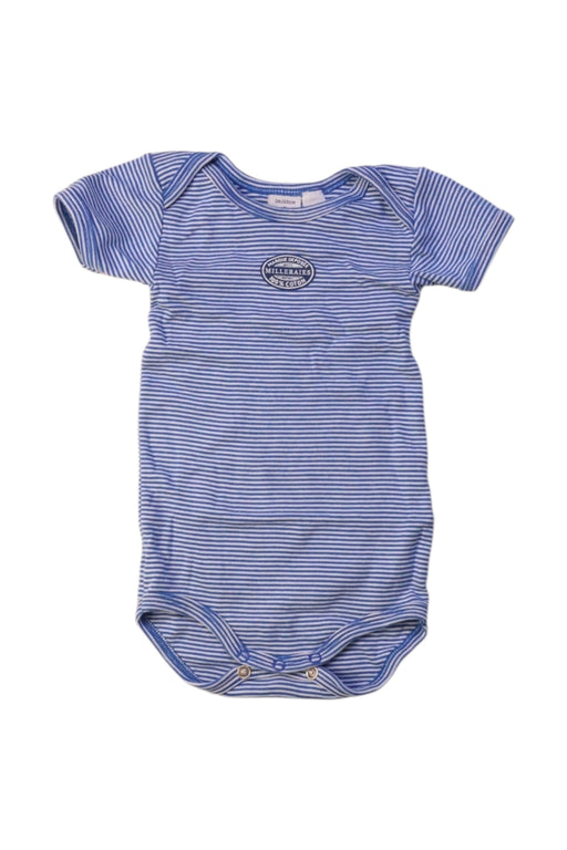 A Blue Short Sleeve Bodysuits from Petit Bateau in size 0-3M for boy. (Front View)