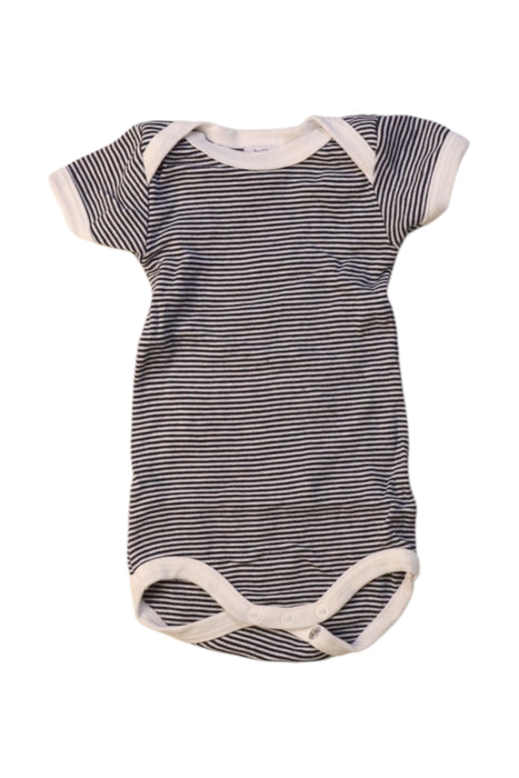 A Navy Short Sleeve Bodysuits from Petit Bateau in size 0-3M for boy. (Front View)