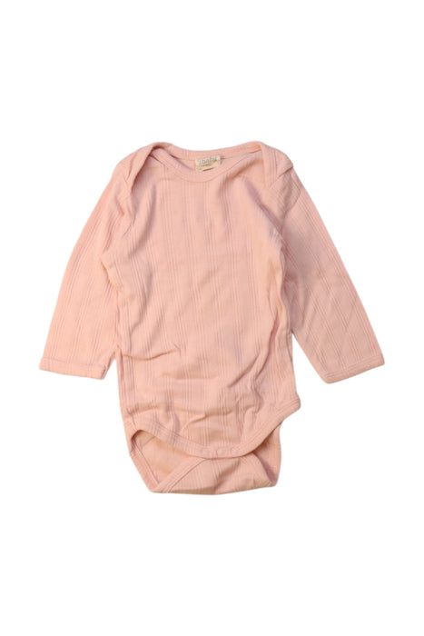 A Pink Long Sleeve Bodysuits from Nature Baby in size 3-6M for girl. (Front View)