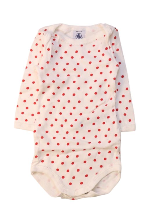 A White Long Sleeve Bodysuits from Petit Bateau in size 3-6M for girl. (Front View)
