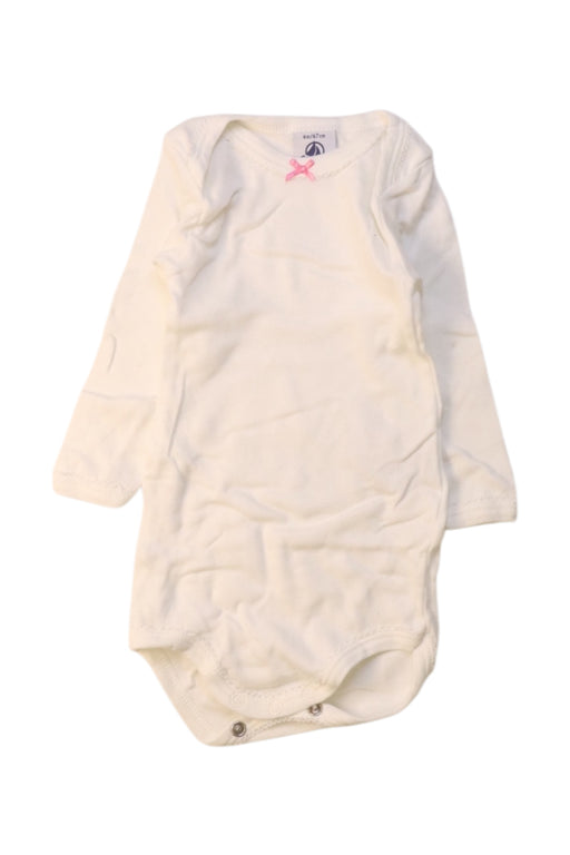 A White Long Sleeve Bodysuits from Petit Bateau in size 3-6M for girl. (Front View)