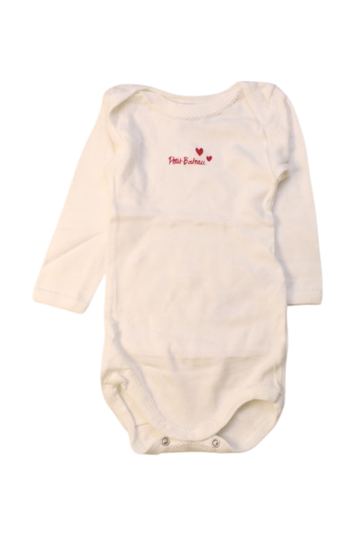 A White Long Sleeve Bodysuits from Petit Bateau in size 3-6M for girl. (Front View)