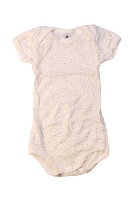 A White Short Sleeve Bodysuits from Petit Bateau in size 3-6M for girl. (Front View)