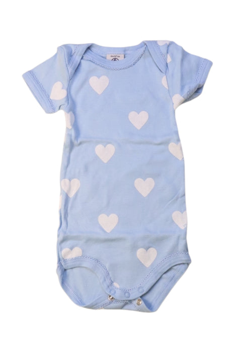 A Blue Short Sleeve Bodysuits from Petit Bateau in size 3-6M for girl. (Front View)
