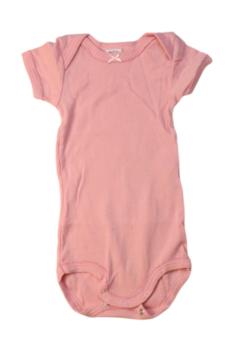 A Pink Short Sleeve Bodysuits from Petit Bateau in size 3-6M for girl. (Front View)