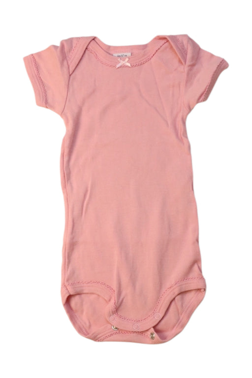 A Pink Short Sleeve Bodysuits from Petit Bateau in size 3-6M for girl. (Front View)