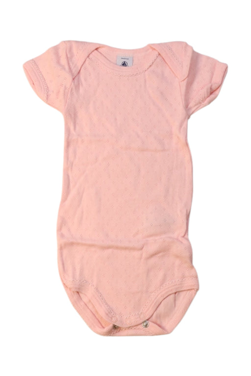 A Peach Short Sleeve Bodysuits from Petit Bateau in size 3-6M for girl. (Front View)