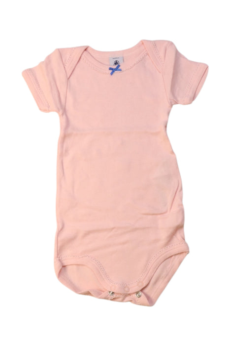 A Pink Short Sleeve Bodysuits from Petit Bateau in size 3-6M for girl. (Front View)