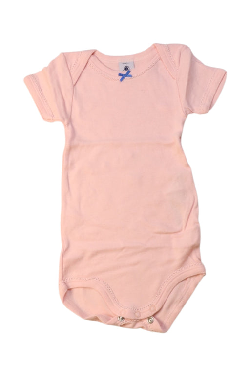 A Pink Short Sleeve Bodysuits from Petit Bateau in size 3-6M for girl. (Front View)