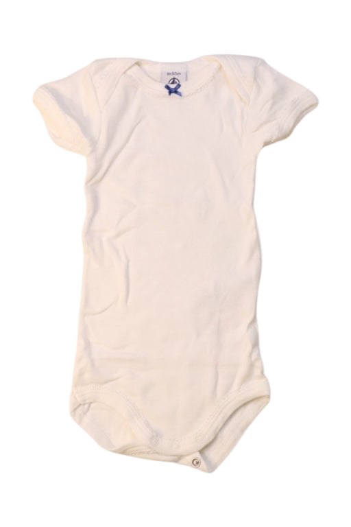 A White Short Sleeve Bodysuits from Petit Bateau in size 3-6M for girl. (Front View)