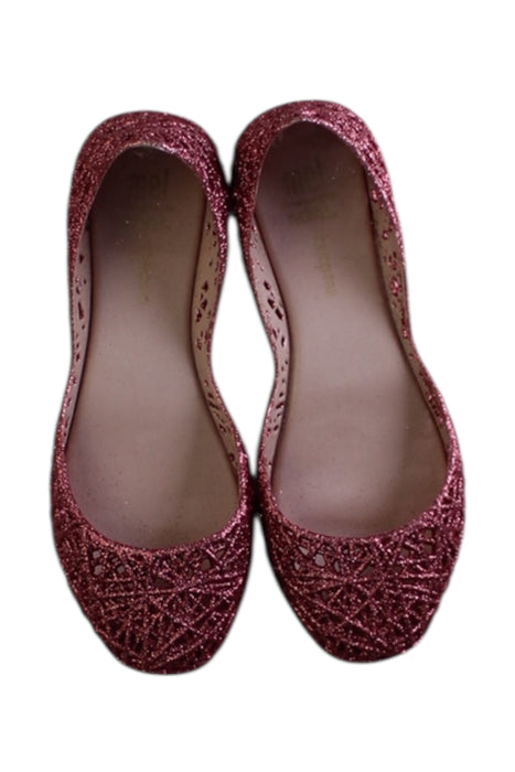 A Pink Flats from Mini Melissa in size 7Y for girl. (Back View)