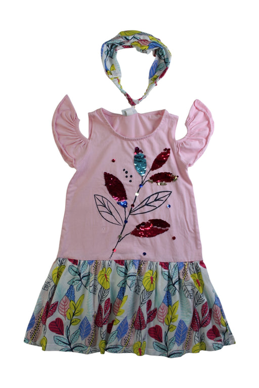 A Multicolour Short Sleeve Dresses from tuc tuc in size 6T for girl. (Front View)