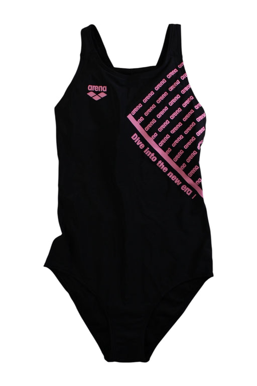 A Black Swimsuits from Arena in size 14Y for girl. (Front View)