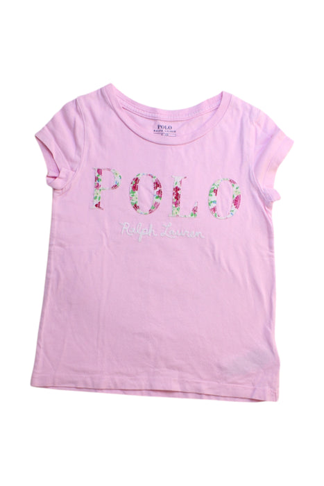 A Pink Short Sleeve T Shirts from Polo Ralph Lauren in size 4T for girl. (Front View)