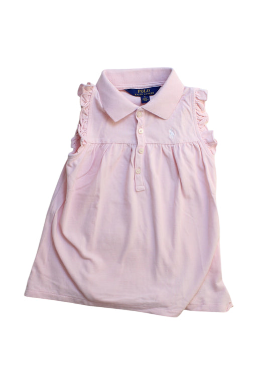 A Pink Sleeveless Polos from Polo Ralph Lauren in size 5T for girl. (Front View)