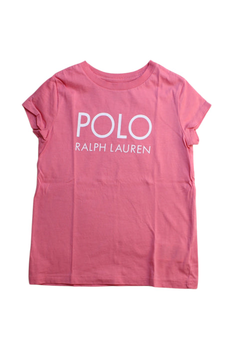 A Pink Short Sleeve T Shirts from Polo Ralph Lauren in size 5T for girl. (Front View)