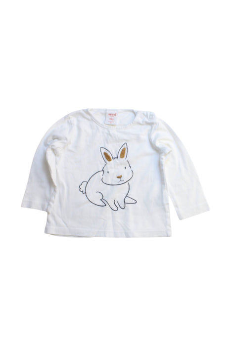 A White Long Sleeve Tops from Seed in size 3-6M for girl. (Front View)