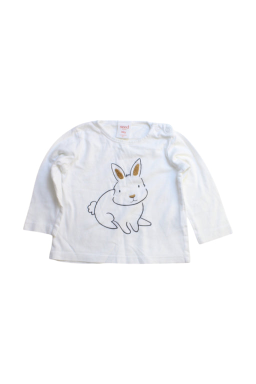 A White Long Sleeve Tops from Seed in size 3-6M for girl. (Front View)