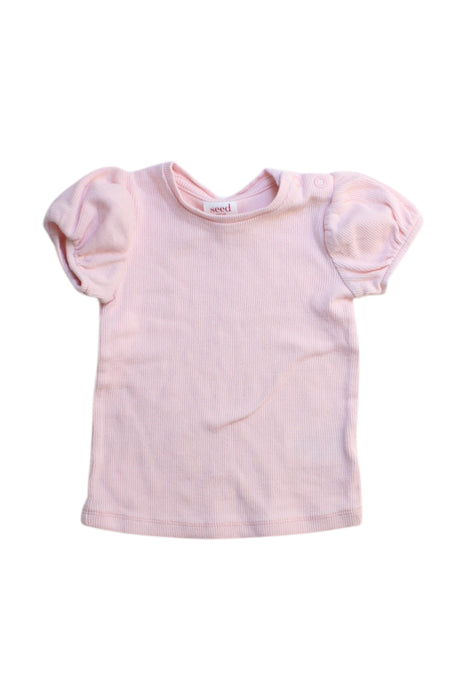 A Pink Short Sleeve Tops from Seed in size 3-6M for girl. (Front View)