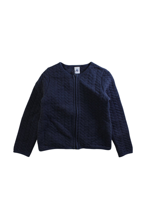 A Navy Lightweight Jackets from Petit Bateau in size 6T for girl. (Front View)