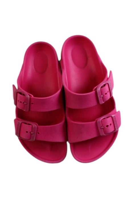 A Pink Sandals from Birkenstock in size 5T for girl. (Back View)