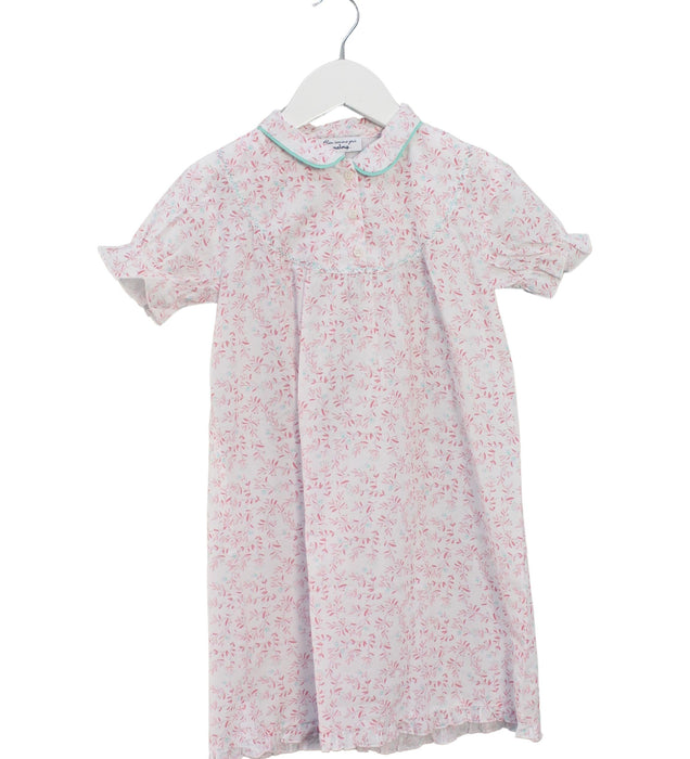 A Pink Short Sleeve Dresses from Maloup in size 5T for girl. (Front View)