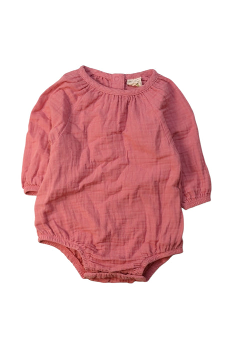 A Pink Long Sleeve Rompers from Nature Baby in size 3-6M for girl. (Front View)