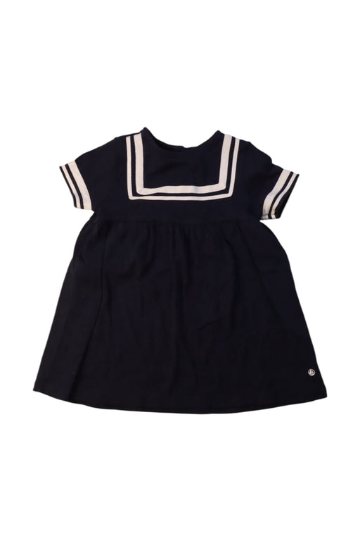 A Navy Short Sleeve Dresses from Petit Bateau in size 6-12M for girl. (Front View)