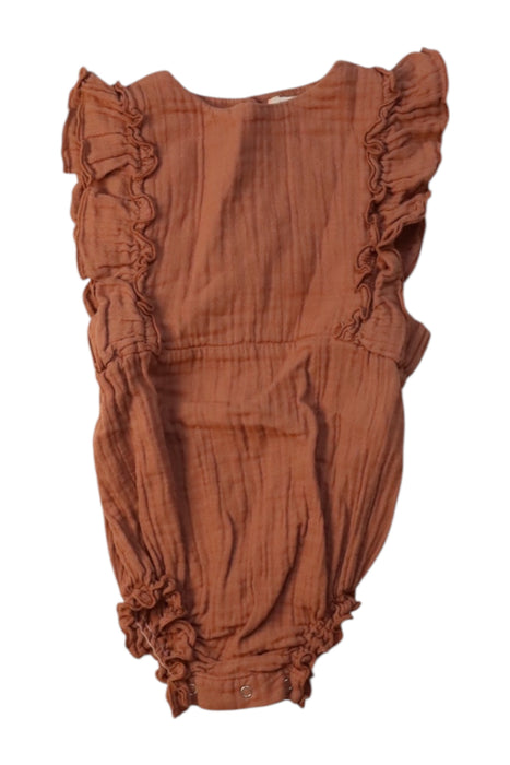 A Brown Sleeveless Rompers from Marlot Paris in size 6-12M for girl. (Front View)
