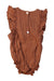 A Brown Sleeveless Rompers from Marlot Paris in size 6-12M for girl. (Back View)