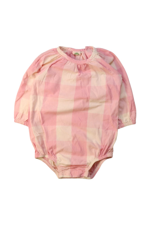 A Pink Long Sleeve Bodysuits from Nature Baby in size 6-12M for girl. (Front View)