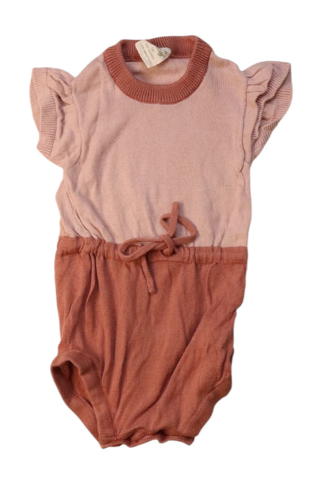 A Pink Short Sleeve Rompers from Nature Baby in size 3-6M for girl. (Front View)