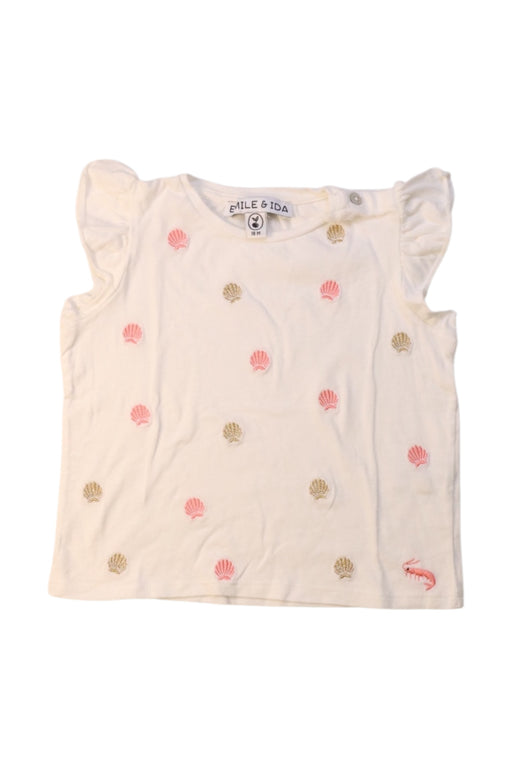 A White Short Sleeve Tops from Emile et Ida in size 12-18M for girl. (Front View)