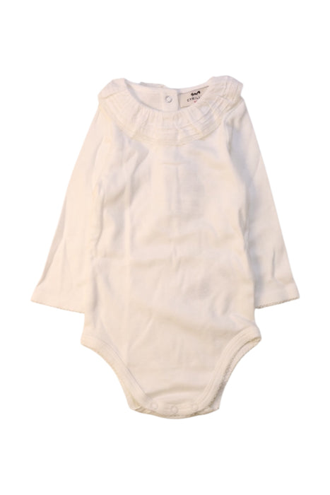 A White Long Sleeve Bodysuits from Cyrillus in size 6-12M for girl. (Front View)