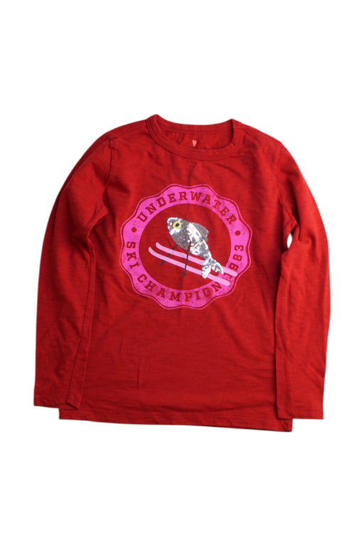 A Red Long Sleeve T Shirts from Crewcuts in size 7Y for girl. (Front View)