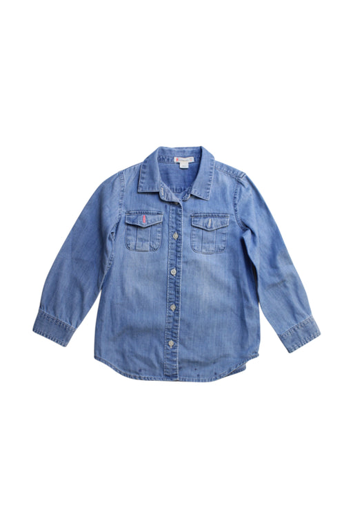 A Blue Long Sleeve Shirts from Crewcuts in size 4T for girl. (Front View)