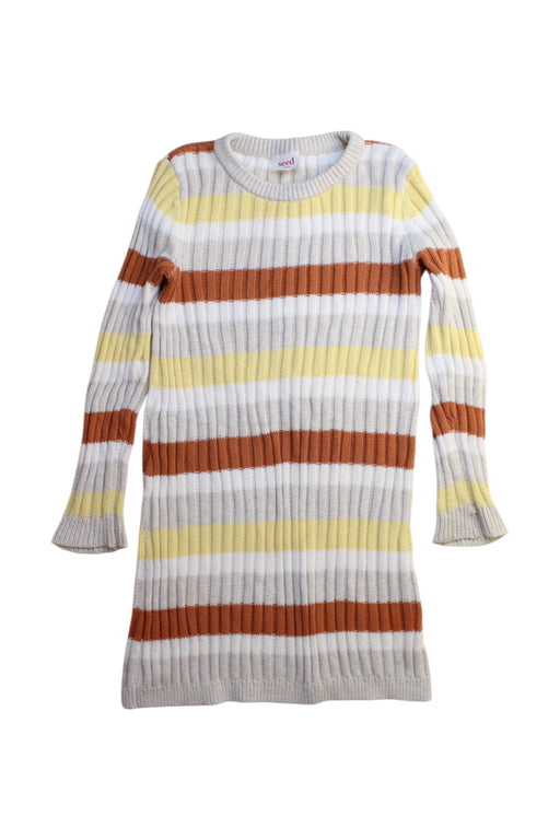 A Multicolour Sweater Dresses from Seed in size 6T for girl. (Front View)