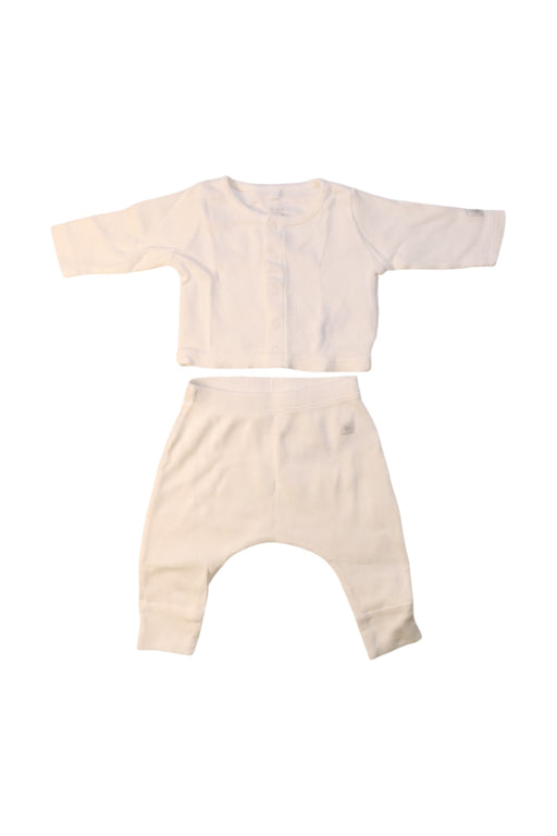 A White Pants Sets from Petit Bateau in size 0-3M for neutral. (Front View)