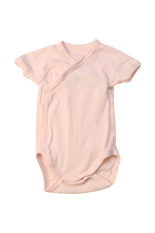 A Pink Short Sleeve Bodysuits from Petit Bateau in size 0-3M for girl. (Front View)