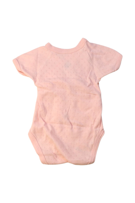 A Pink Short Sleeve Bodysuits from Petit Bateau in size 0-3M for neutral. (Back View)
