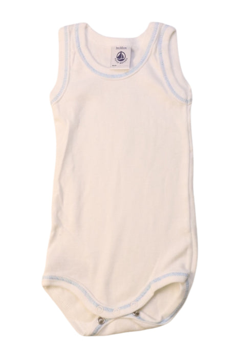 A White Sleeveless Bodysuits from Petit Bateau in size 0-3M for neutral. (Front View)
