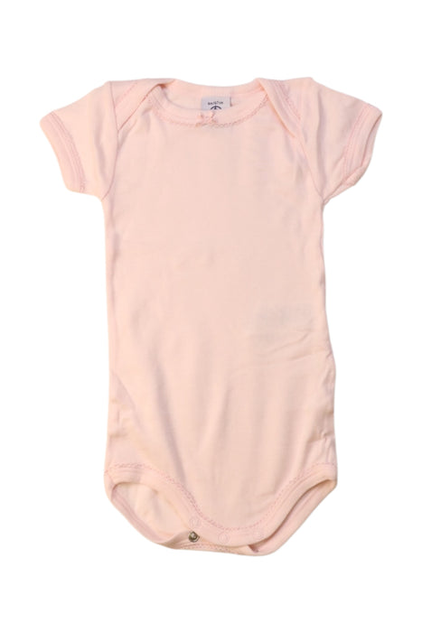 A Pink Short Sleeve Bodysuits from Petit Bateau in size 3-6M for girl. (Front View)