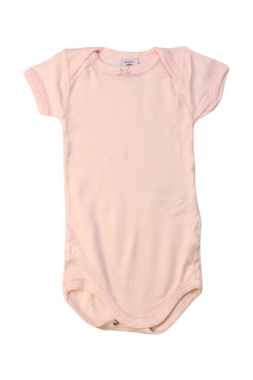 A Pink Short Sleeve Bodysuits from Petit Bateau in size 3-6M for girl. (Front View)