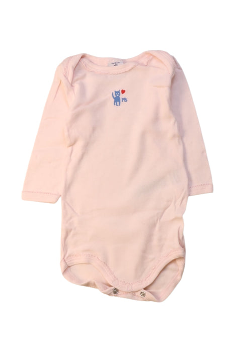 A Pink Long Sleeve Bodysuits from Petit Bateau in size 3-6M for girl. (Front View)