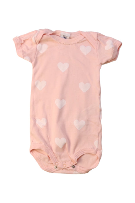 A Pink Short Sleeve Bodysuits from Petit Bateau in size 3-6M for girl. (Front View)