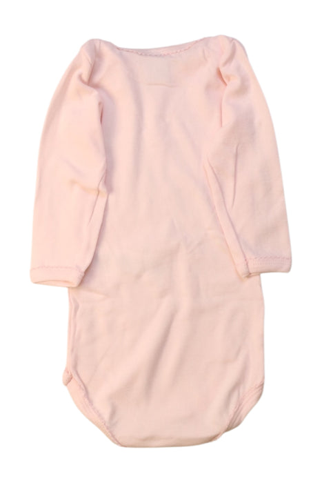 A Pink Long Sleeve Bodysuits from Petit Bateau in size 3-6M for girl. (Back View)