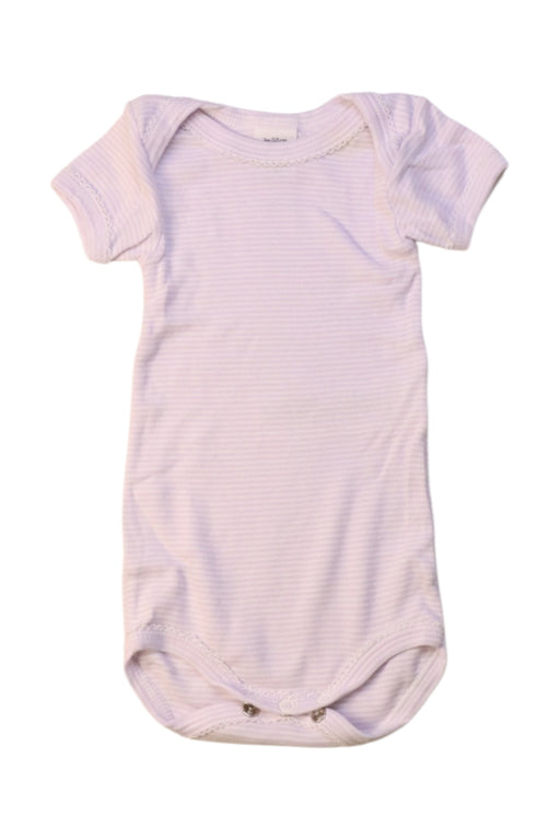 A Pink Short Sleeve Bodysuits from Petit Bateau in size 0-3M for girl. (Front View)