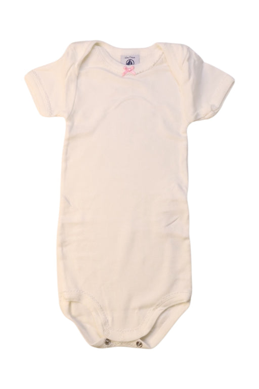 A Ivory Short Sleeve Bodysuits from Petit Bateau in size 6-12M for girl. (Front View)