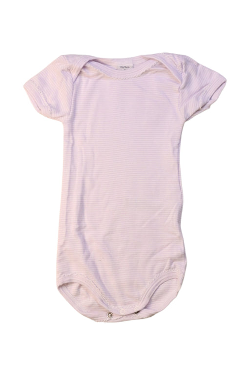 A Pink Short Sleeve Bodysuits from Petit Bateau in size 6-12M for girl. (Front View)